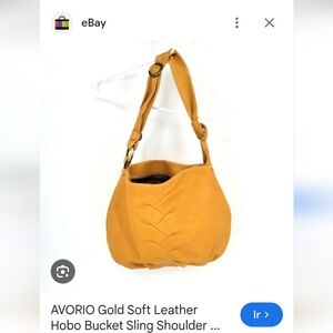 avorio Gold Soft Leather Hobo Shoulder Bag